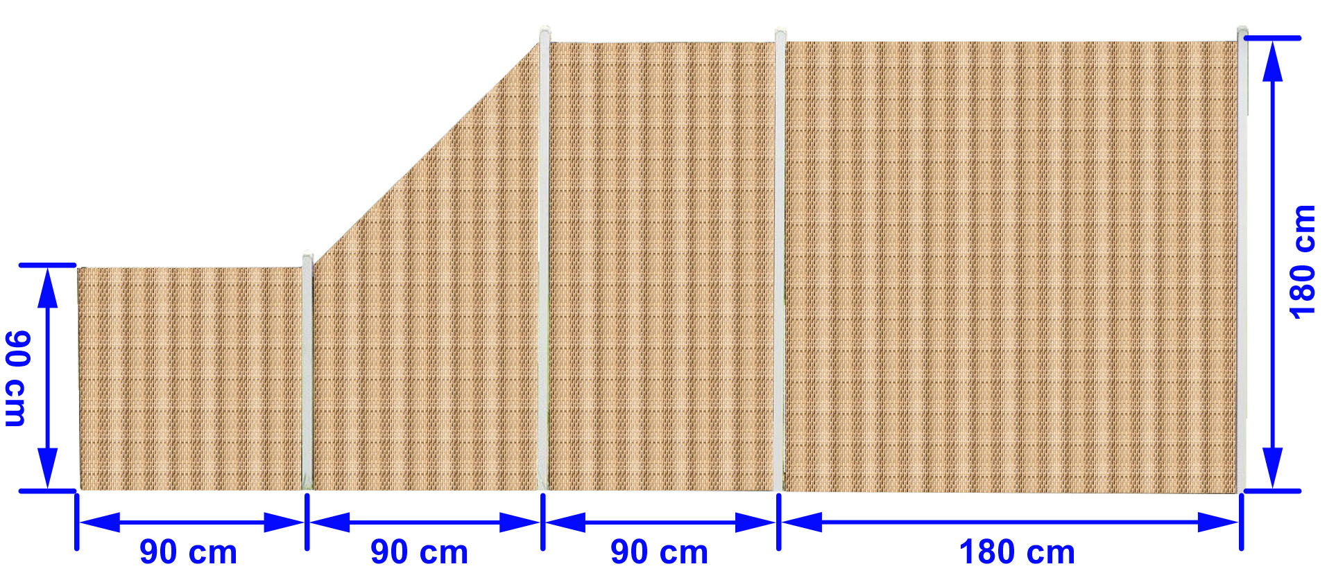Płot Panelowy Jednostronny 180x180cm Technorattan – kolor brąz jasny+ciemny